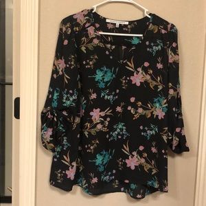 Black blouse with floral print